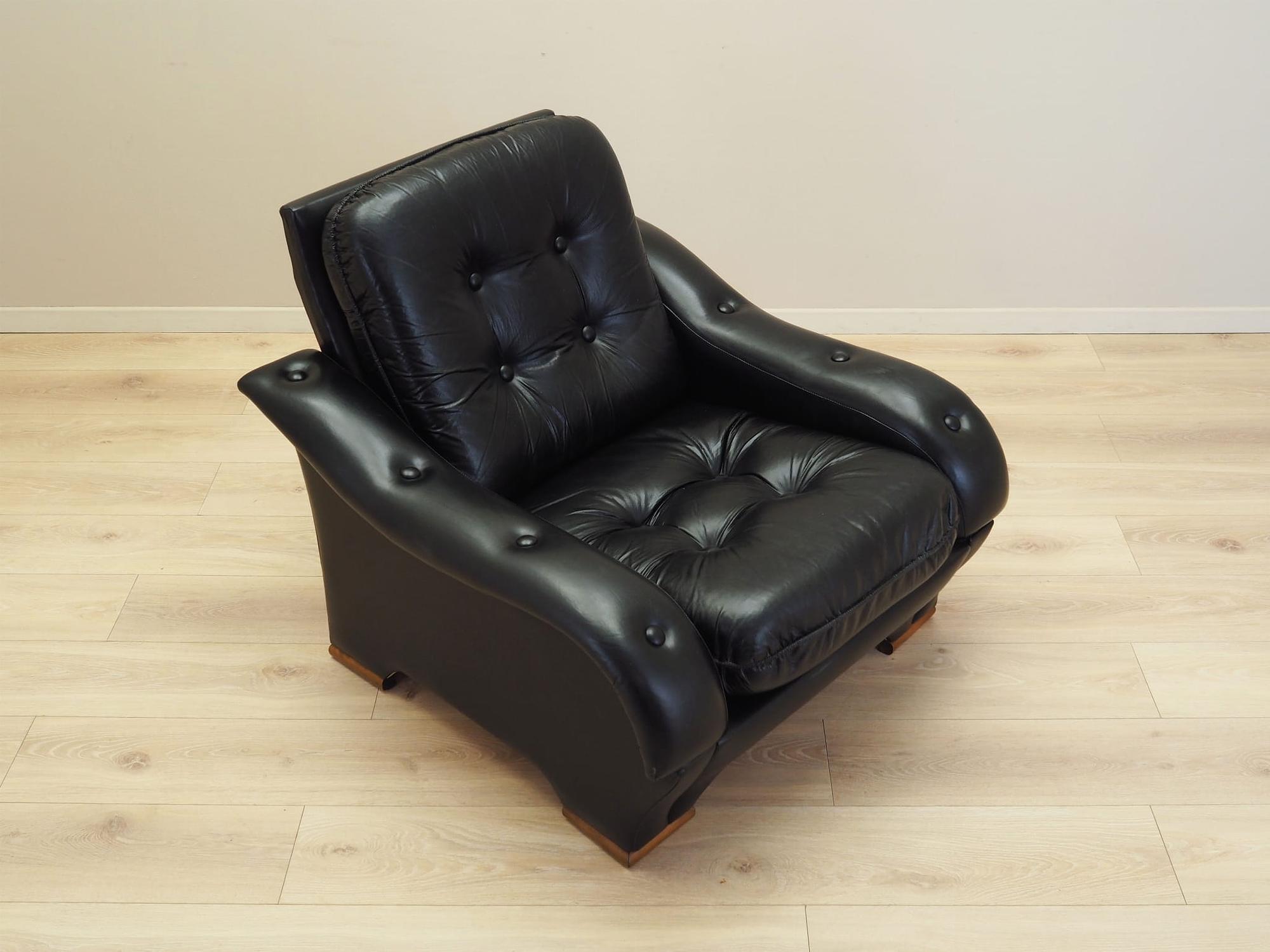 Armchair Faux Leather Black 1980s 10