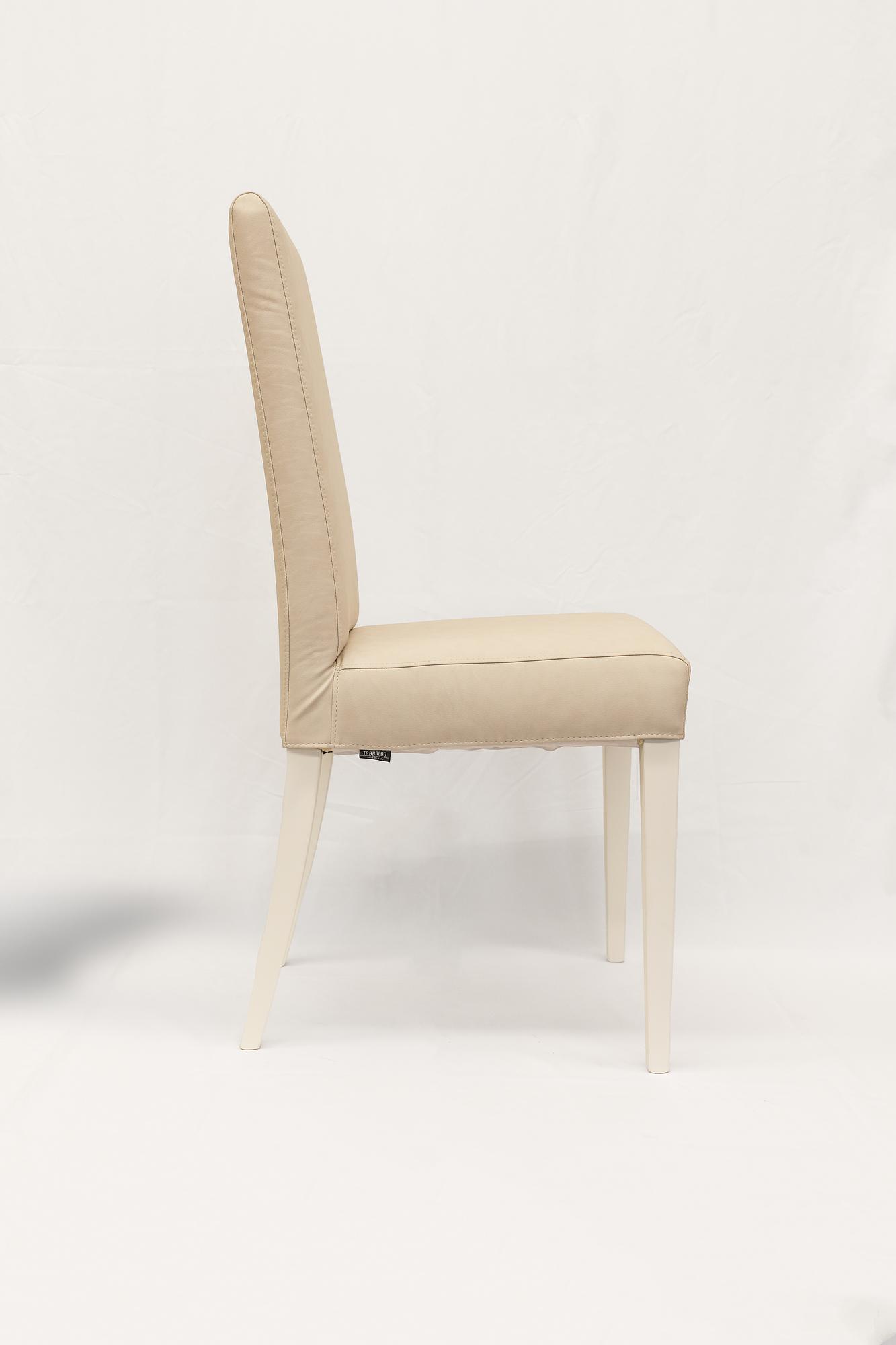 2x Teddy Dining Chair Faux Leather Wood White 0