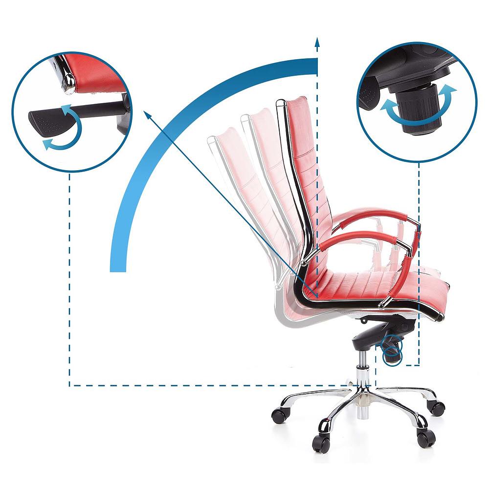 PARMA 20 Bürostuhl Drehbar mit Rollen Leder Rot 1