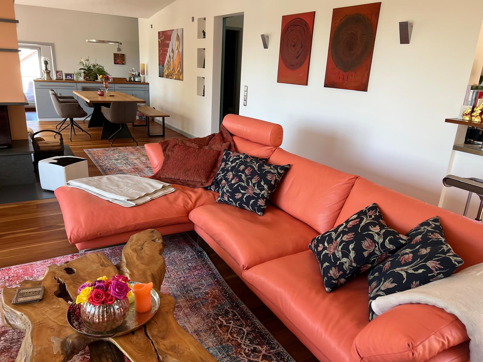 Corallao Ecksofa Leder Orange 0