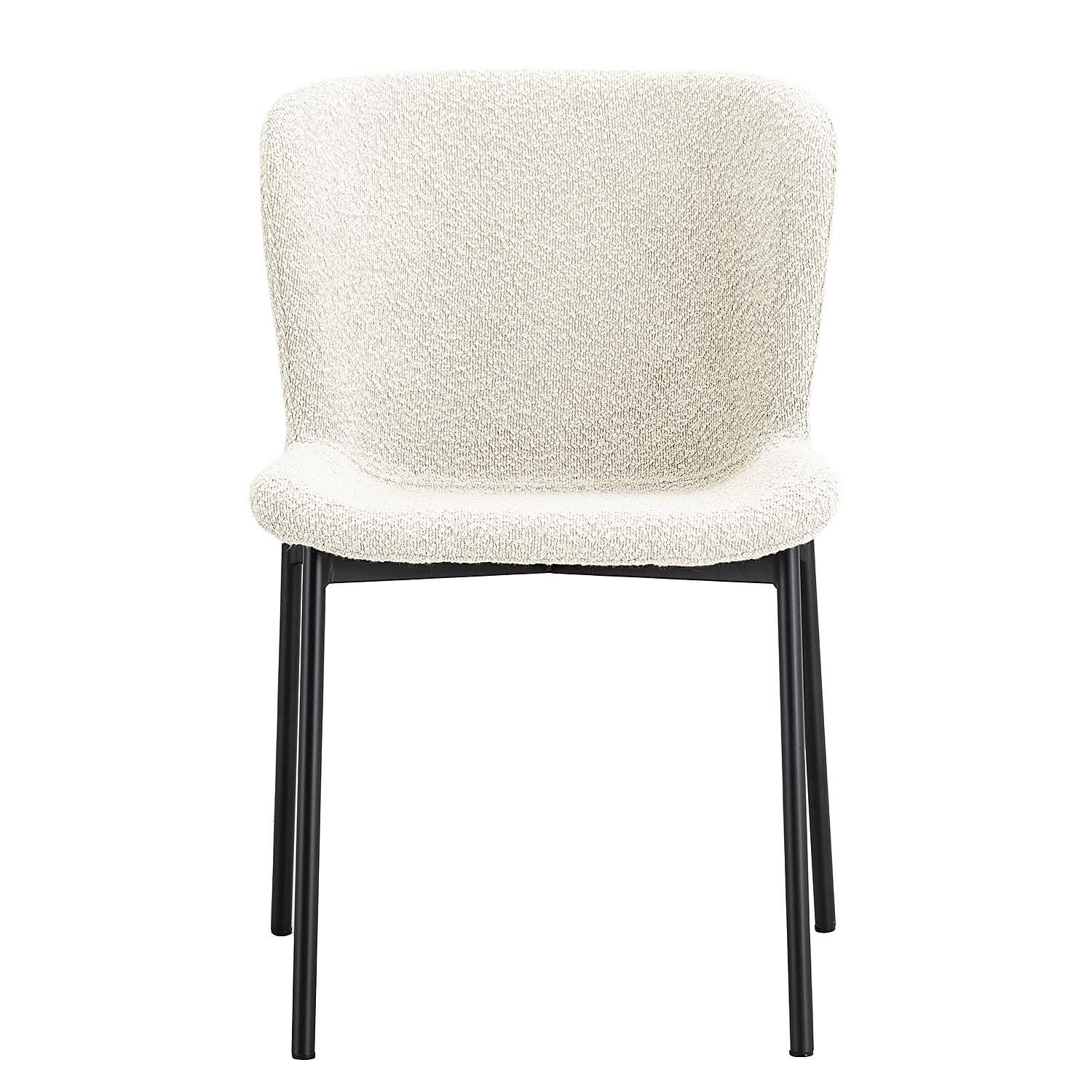 Upholstered chair MOUZON Set of 2 Bouclé Cream Black 1