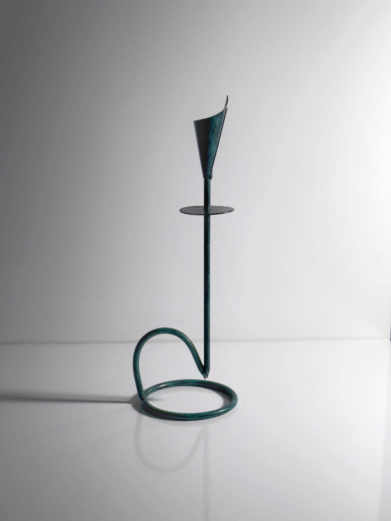 Vintage Candle Holder Metal Turquoise 90s 4