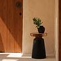 The side table End Black Natural ø40cm 1
