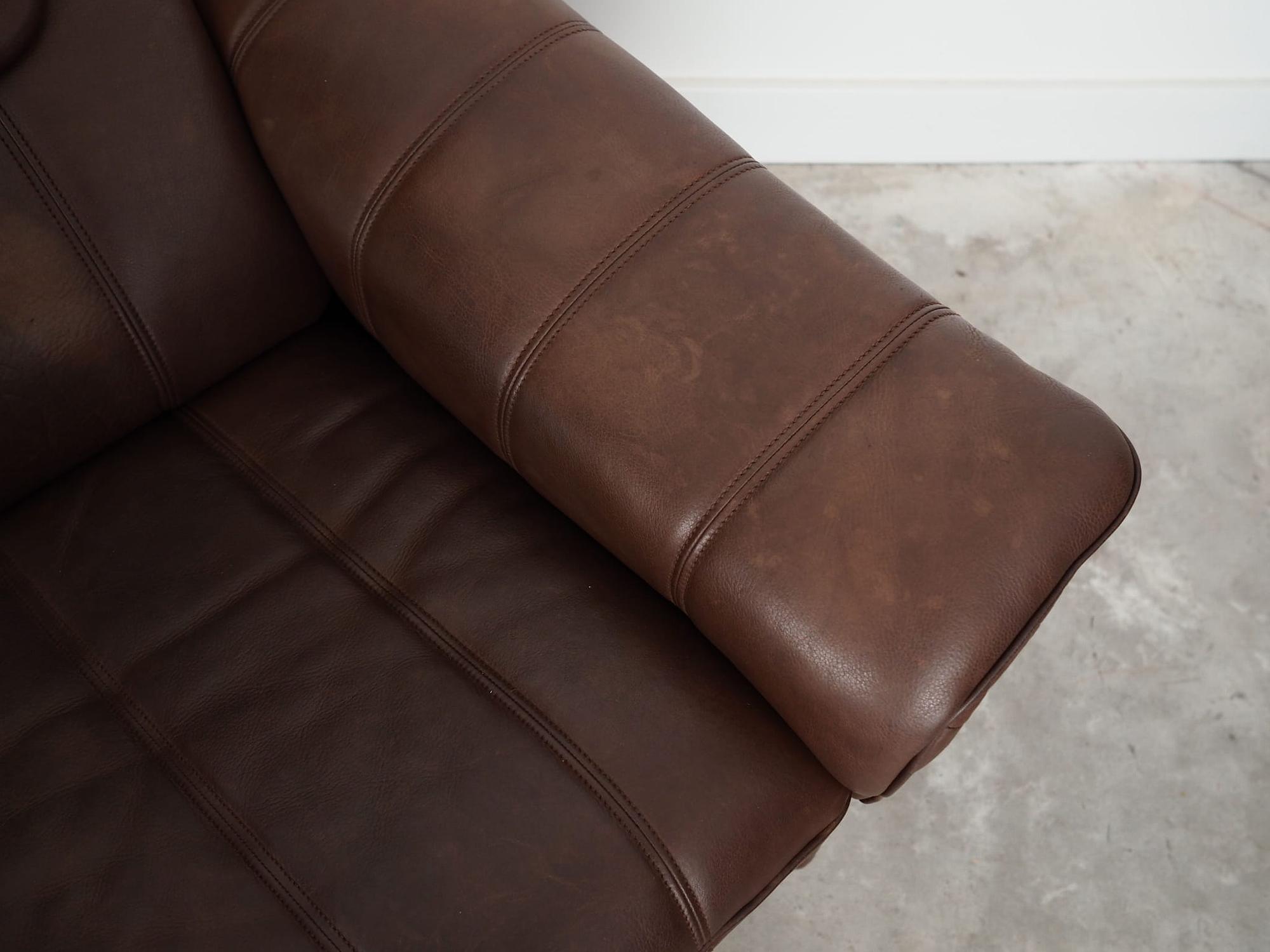 Sofa Leder Braun 1970er Jahre 10