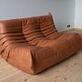 Togo Sofa 2-Seater Pull-Up Leather Peach Brown 3