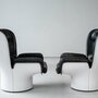 2x Vintage Joe Colombo Elda Sessel Leder Fiberglas Schwarz 2