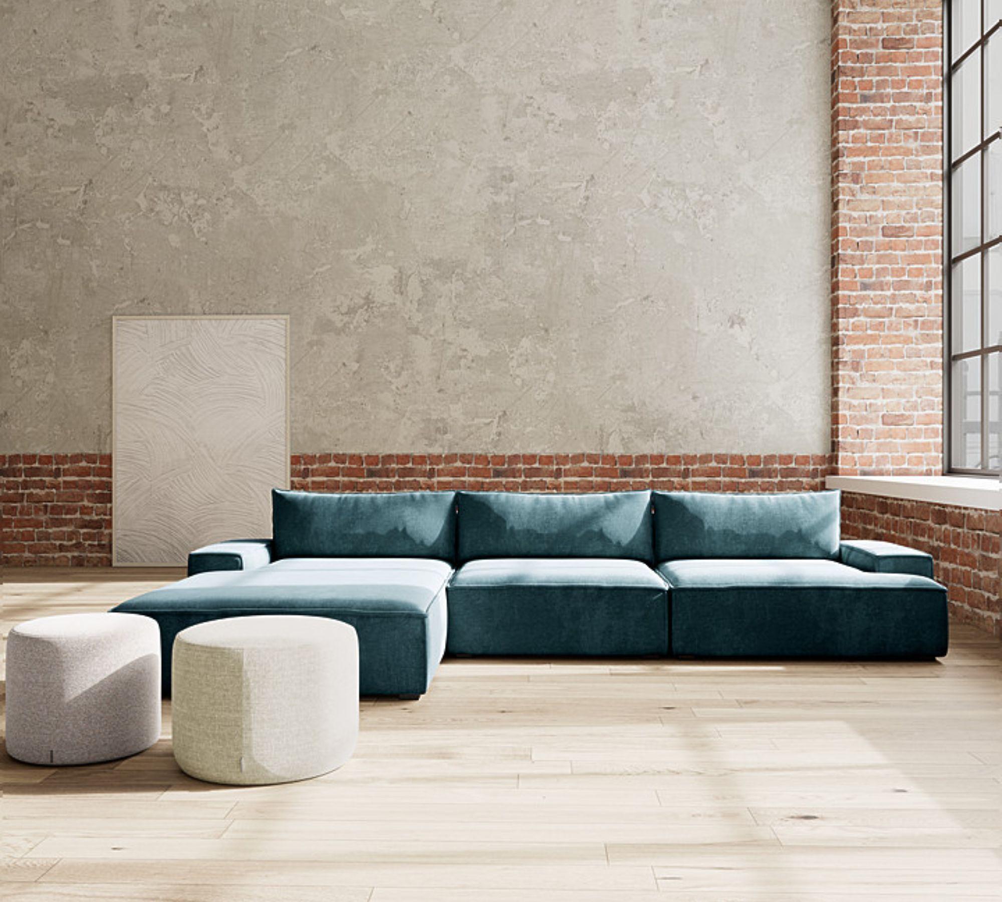 Daphne 1-Sitzer Eckmodul Rechts Danny Dusty Blue 1