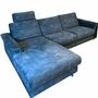 Schlafsofa mit Bettkasten Samt Blau 0