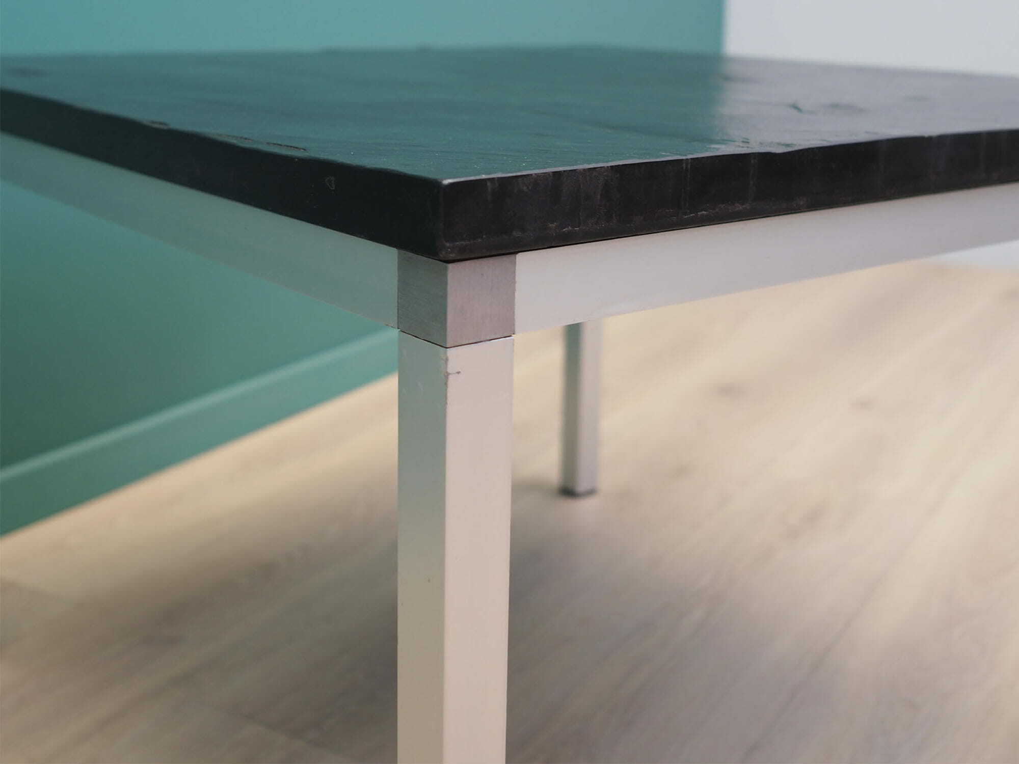 Vintage Side Table Slate Metal Black 1970s 8