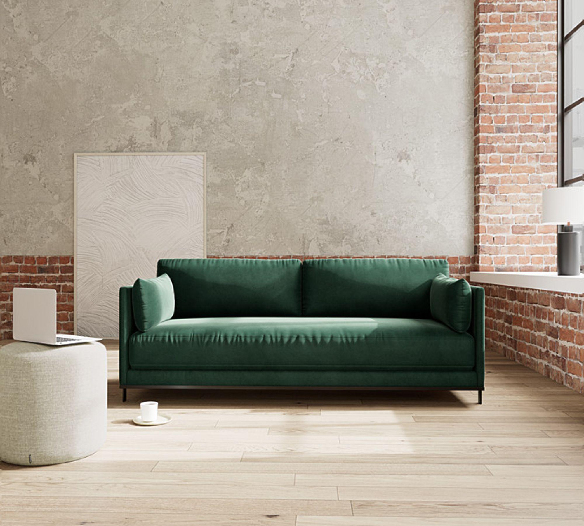 Chill by SLS Schlafsofa 3-Sitzer Velour Lux Dark Green 4