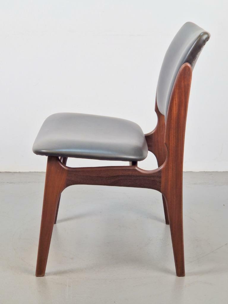 Vintage Stuhl Teakholz Skai Grau 1960er Jahre  4