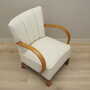 Vintage armchair oak wood textile cream 1950s 8