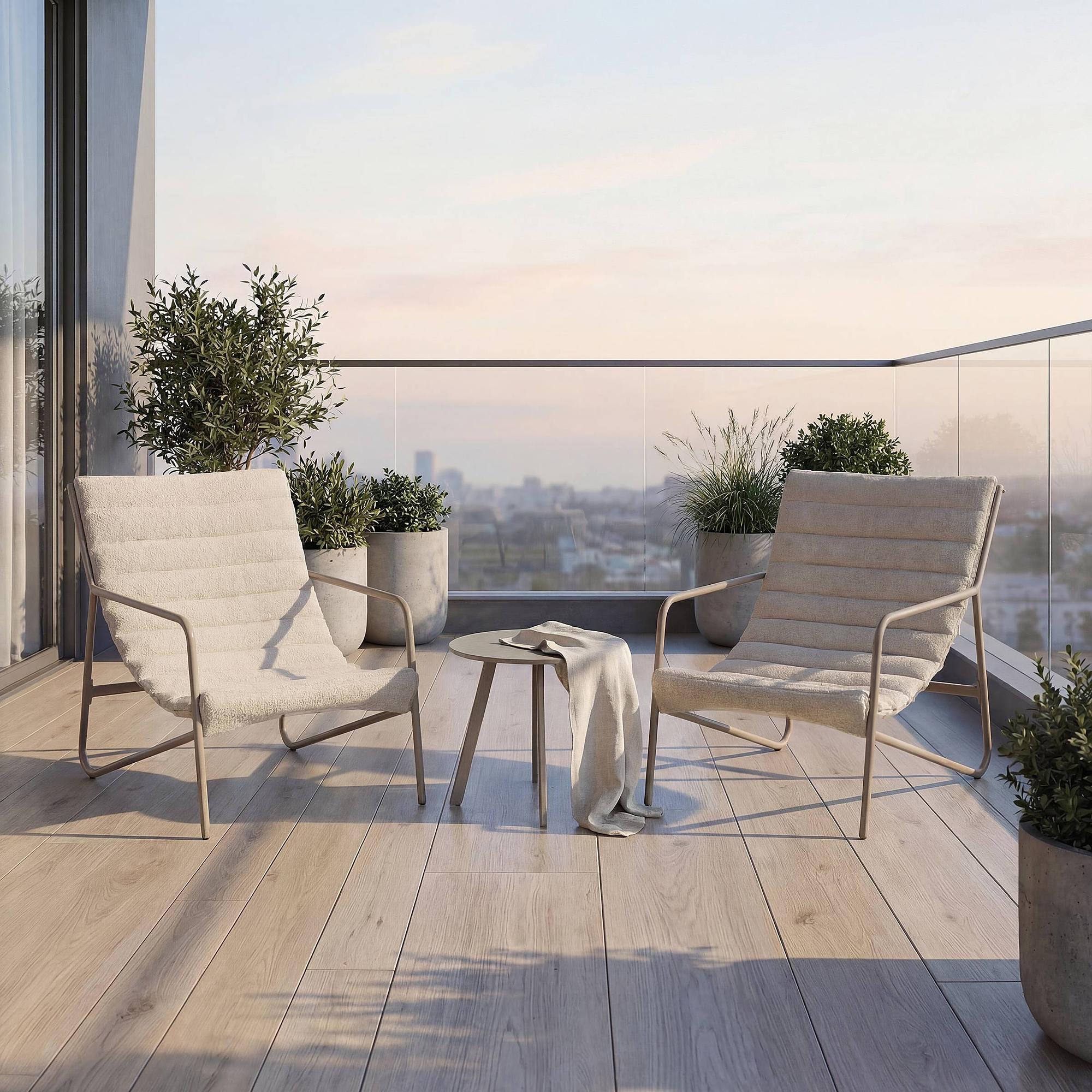 Wink Balcony Set 3-piece Steel Bouclé Beige 2