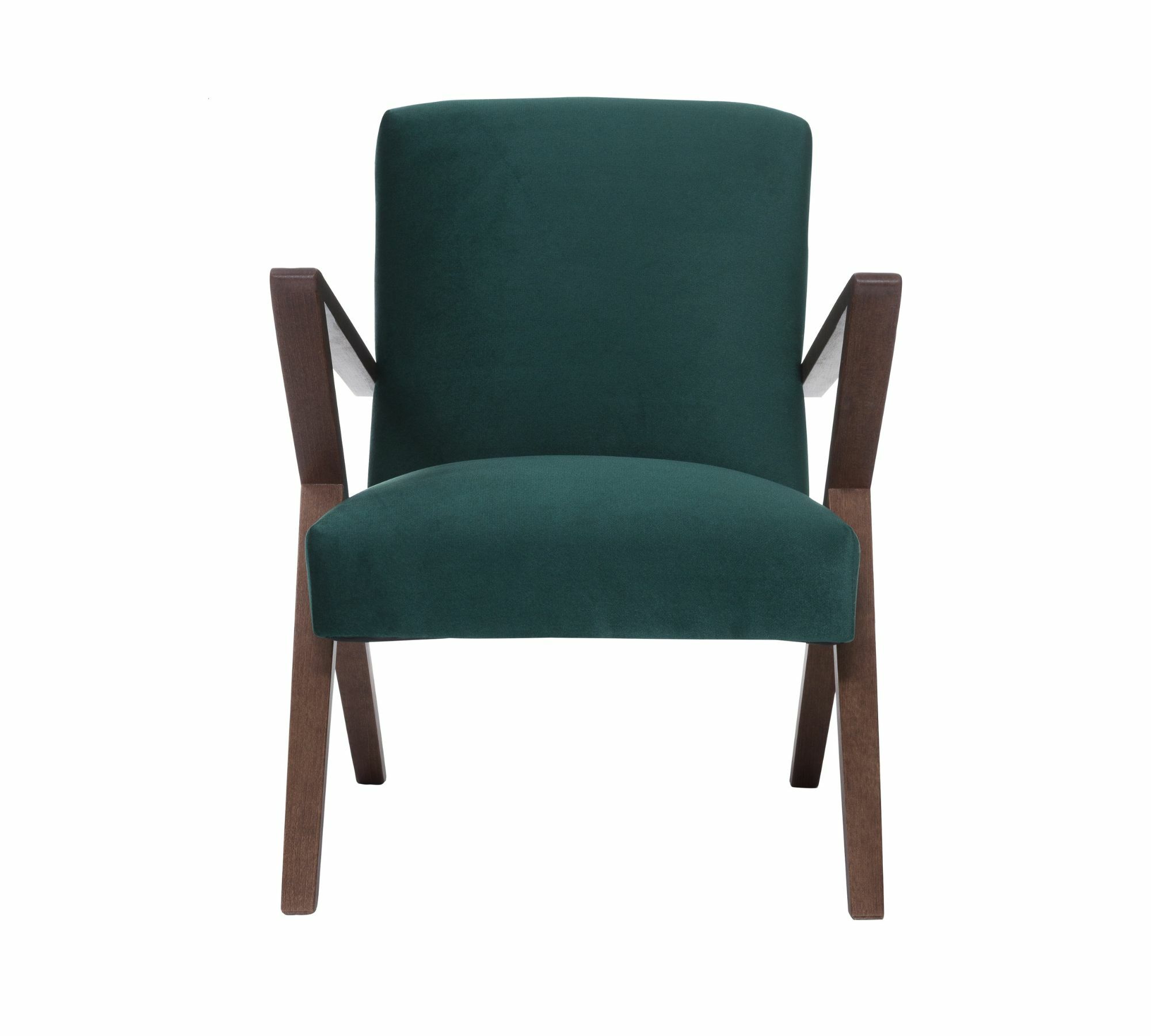 Retrostar Sessel Velvet Line Nussbaum Beizung Jägergrün 2