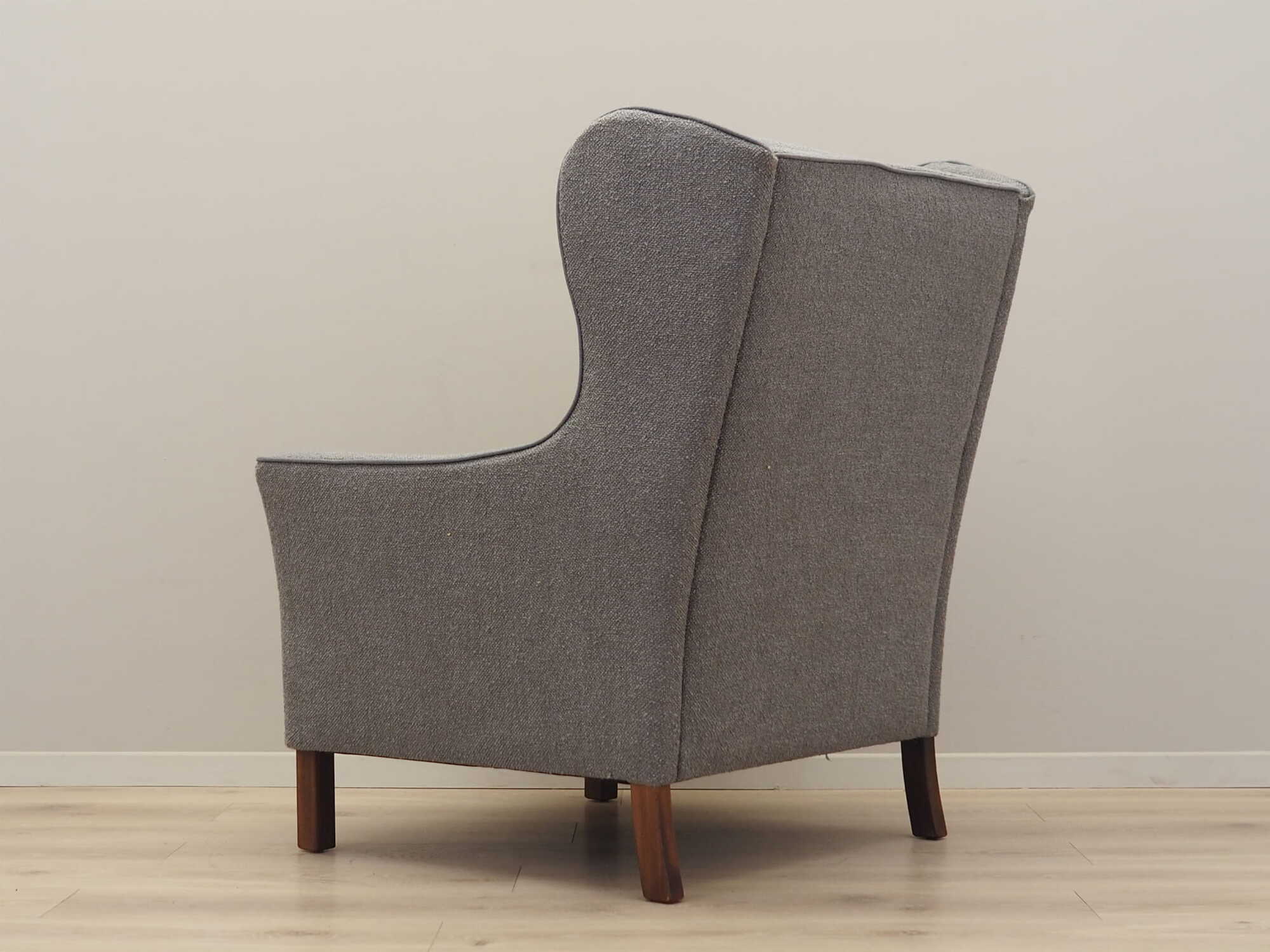 Vintage armchair beech wood textile grey 1970s 3