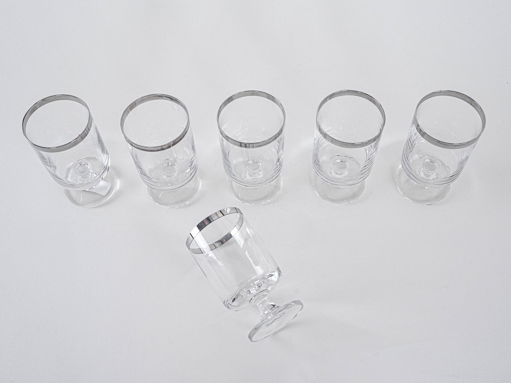 Set di bicchieri stile Hollywood Regency trasparente  anni '70 5