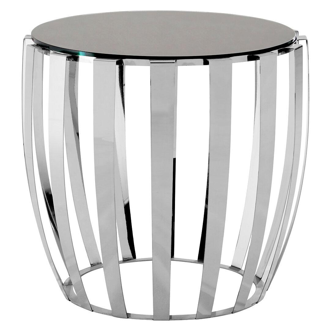 Yasmin Round Side Table Stainless Steel Silver Black 0