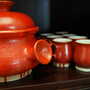 Vintage Set of Cups Ceramic Red 1960s 5