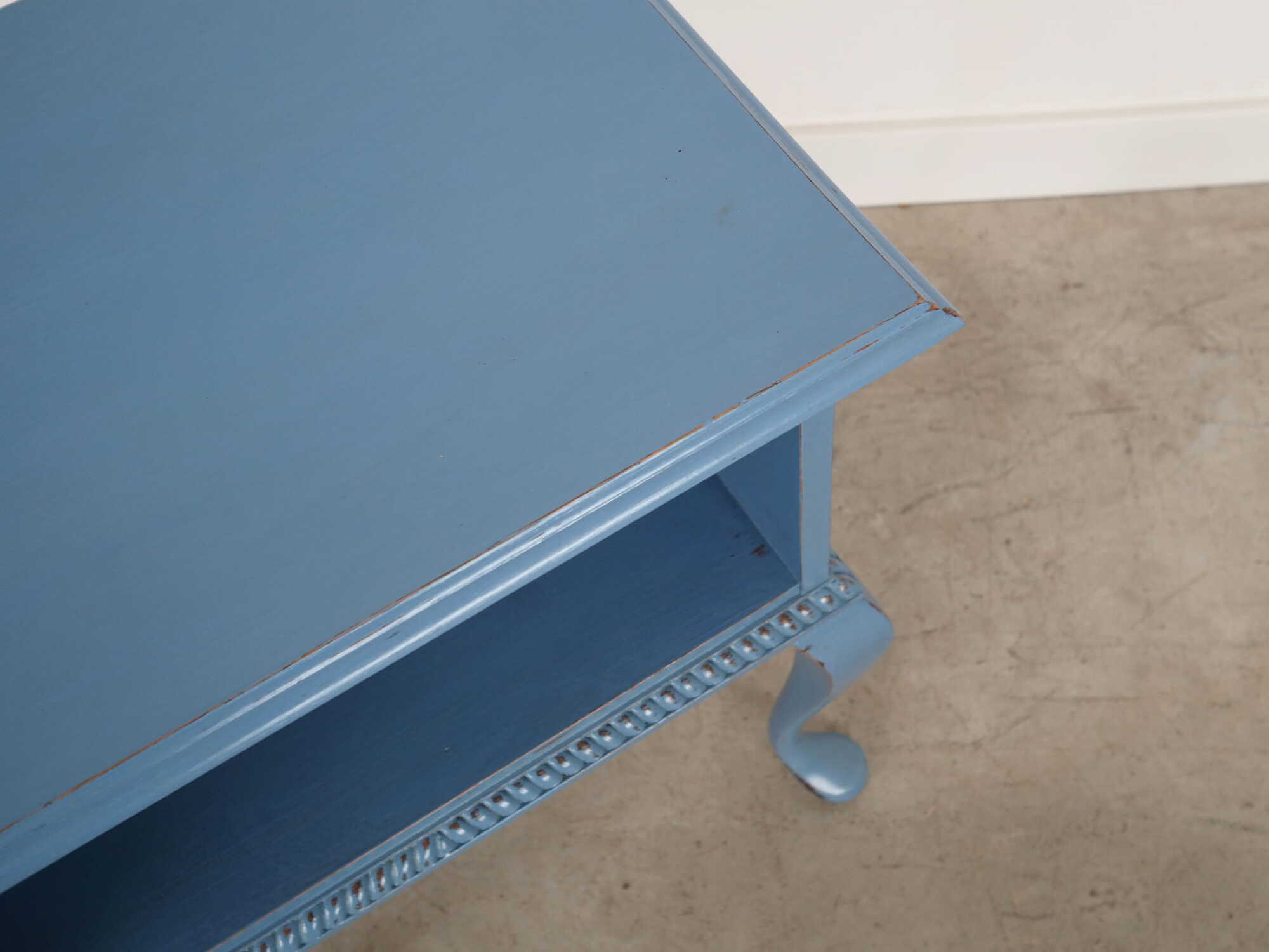 Vintage side table Oak wood Blue 1960s 7