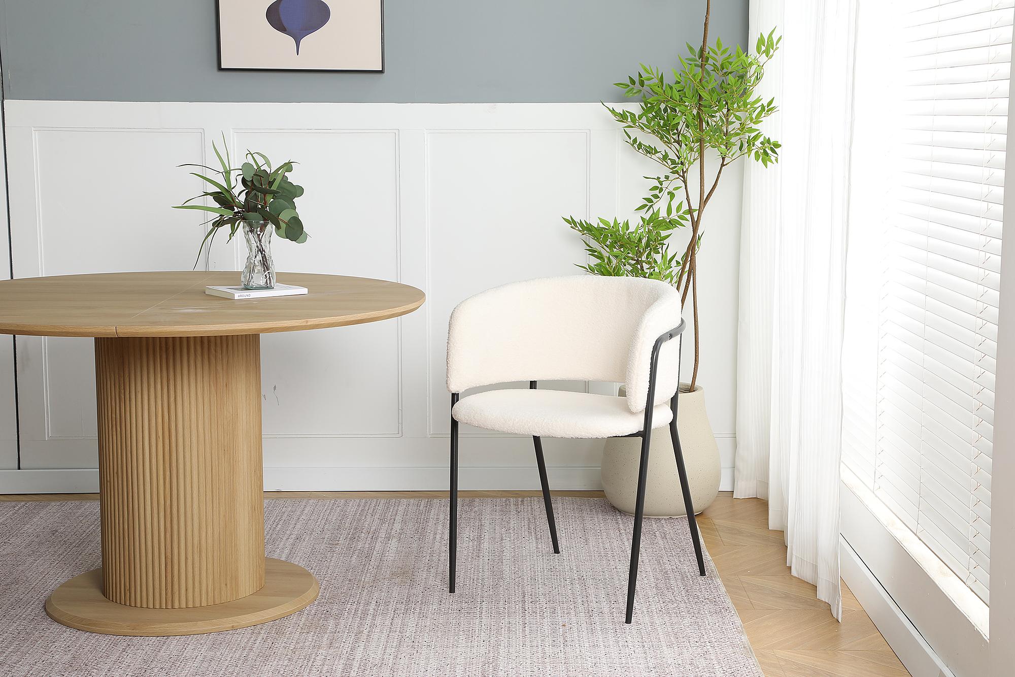 2x Kiboyo Armlehnstuhl Teddystoff Cremeweiß Schwarz 0