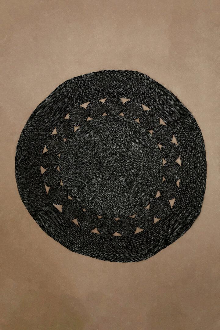 Bosie Demir Runder Schwarzer Jute-Teppich 1