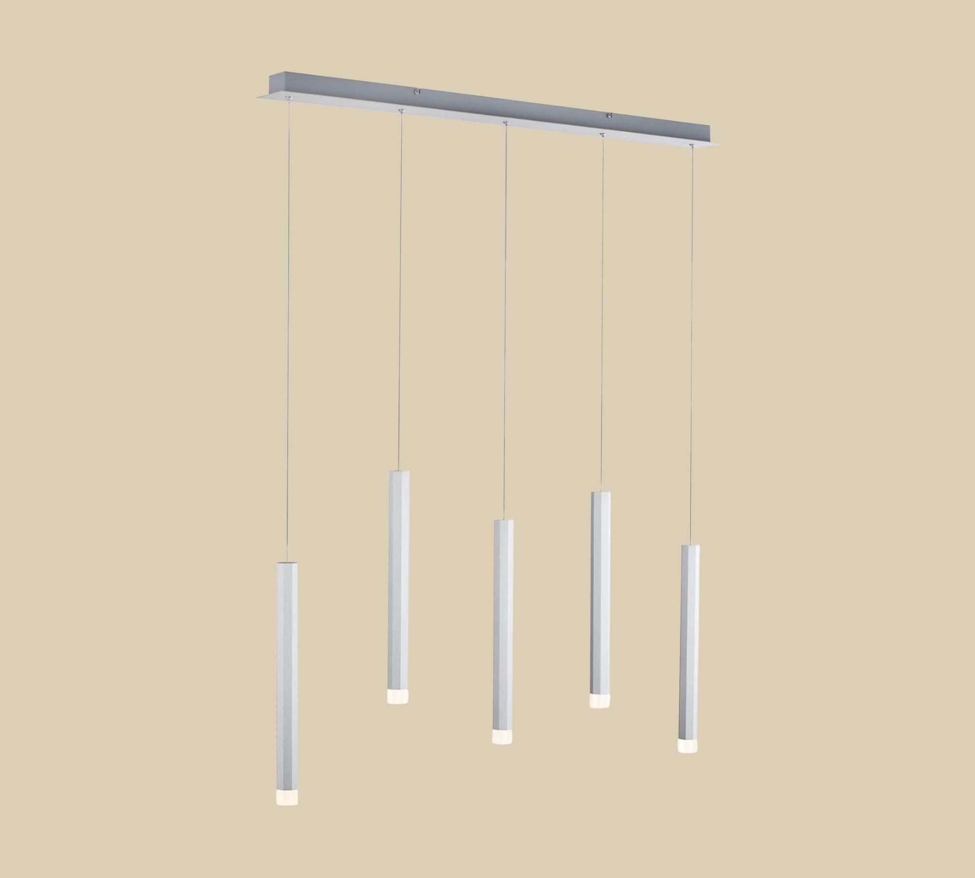 5-Flammige LED-Pendelleuchte Silber 1