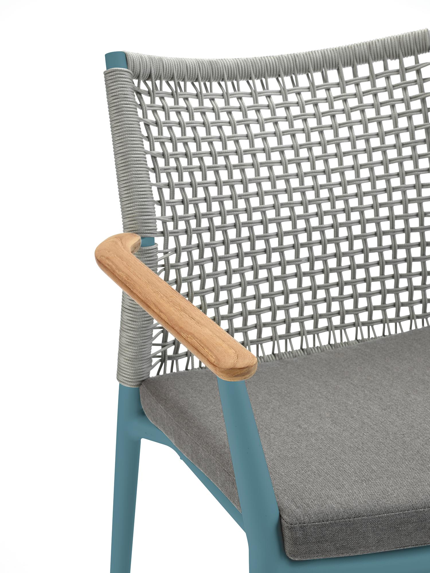 Vera Stapelsessel Aluminium Teak Petrol 1