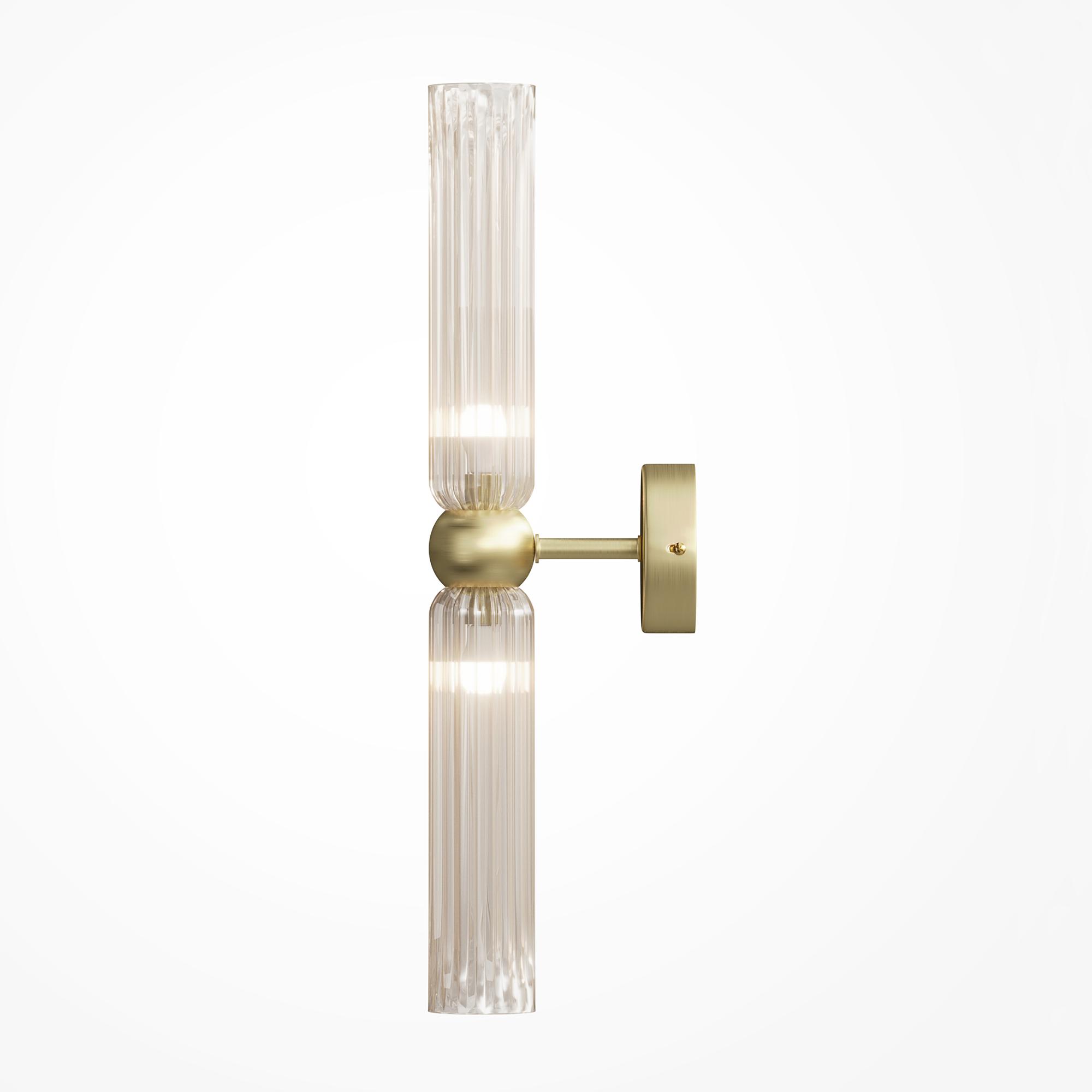 Wall lamp Antic 2-Light Colored glass Mixed metal Beige 0