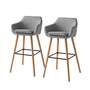 2x Barstuhl Textil Holz Grau 1