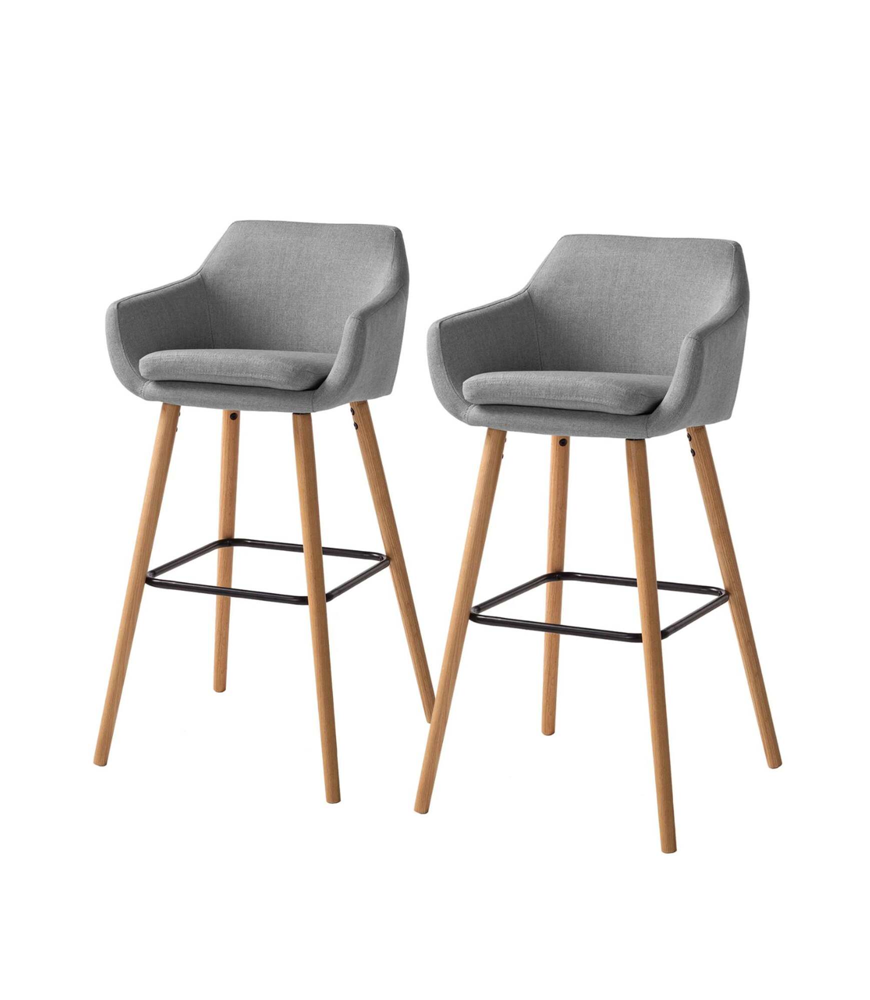 2x Barstuhl Textil Holz Grau 1