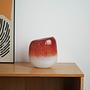 Vase Matte Glass White Red 1970s 6