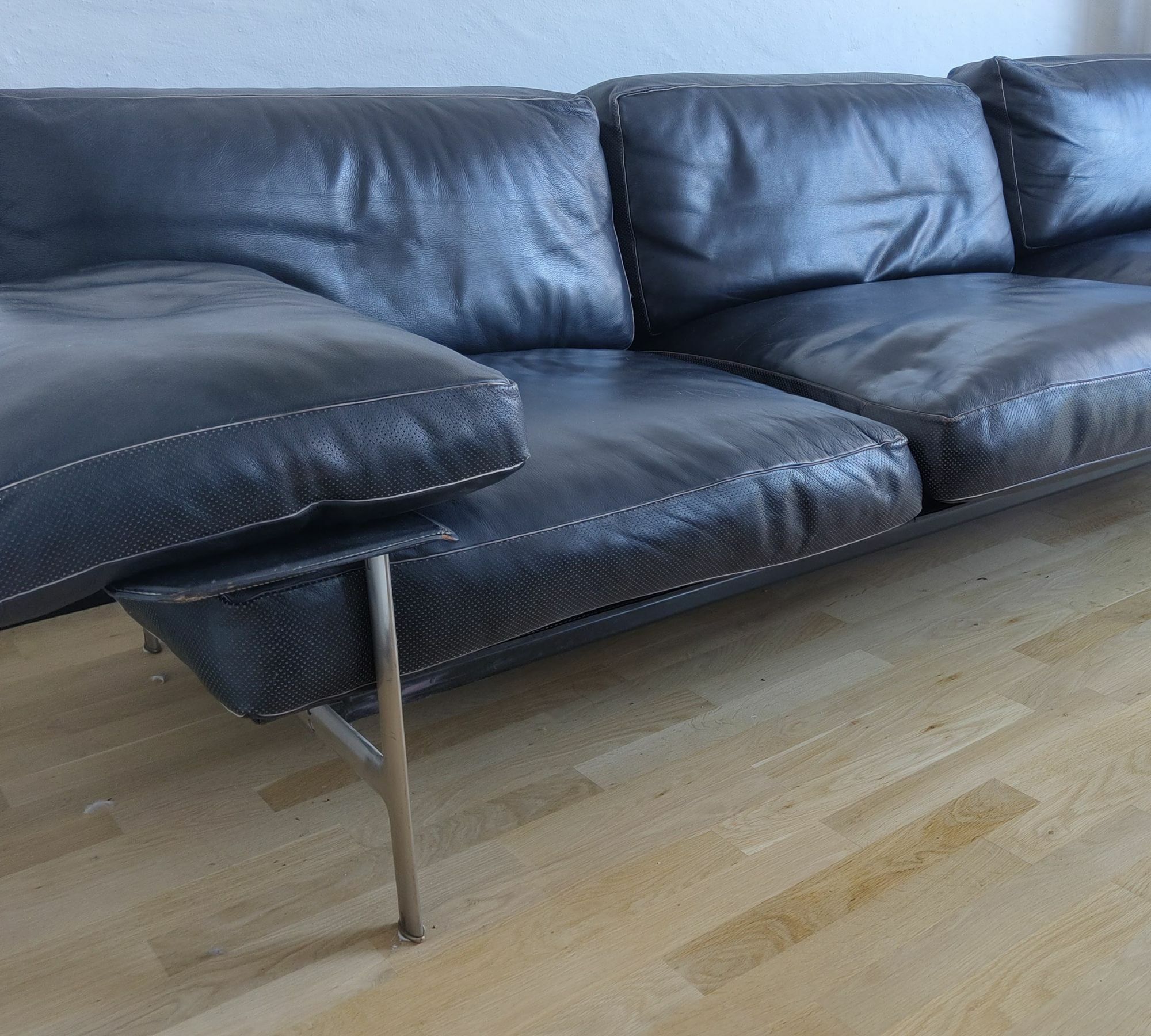 Diesis Sofa 3-Sitzer Leder Metall Schwarz 1