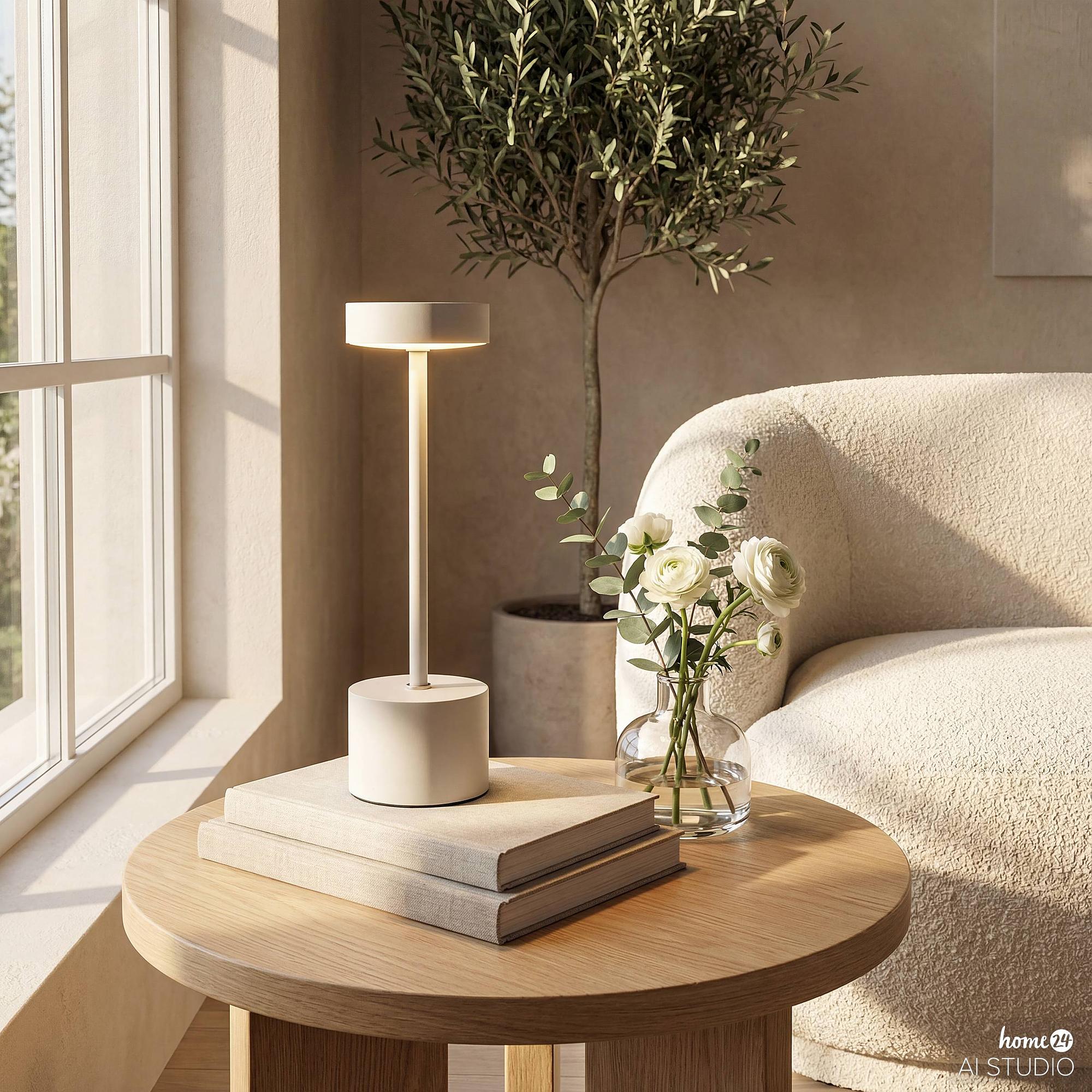 Lim Akku-Tischleuchte Eisen Beige 0