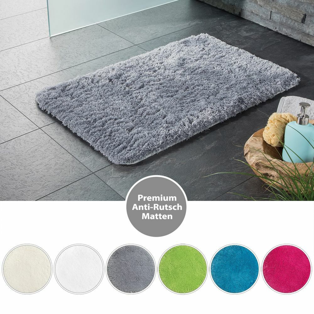 Flauschige Hochflor Badematte Grau 6