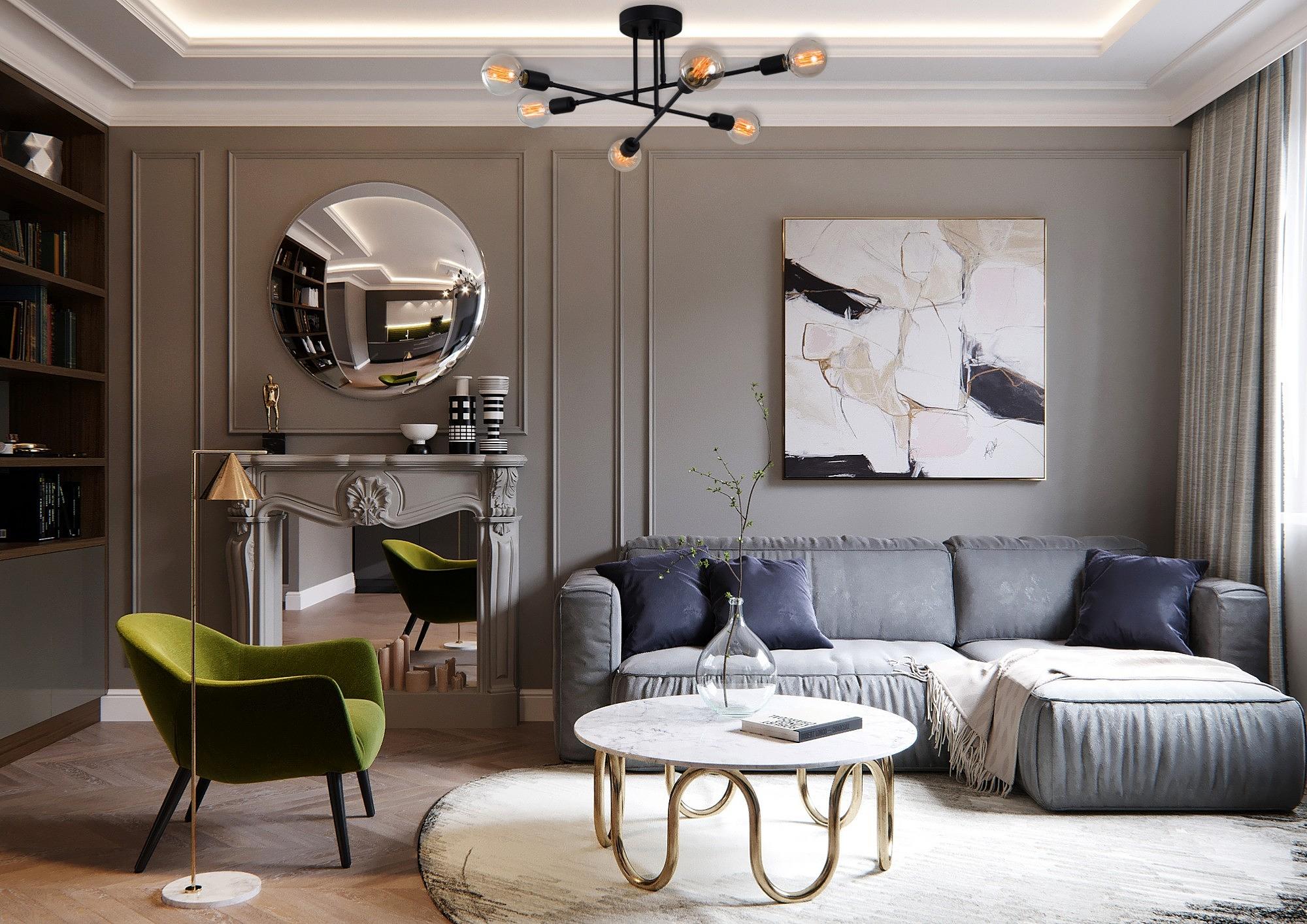 6-Burner Flower 174-AV Ceiling Lamp Iron Black 1