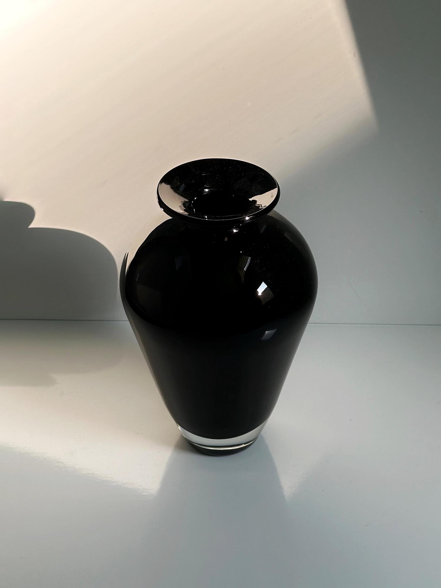 Vintage Vase Muranoglas Black 1950s 2