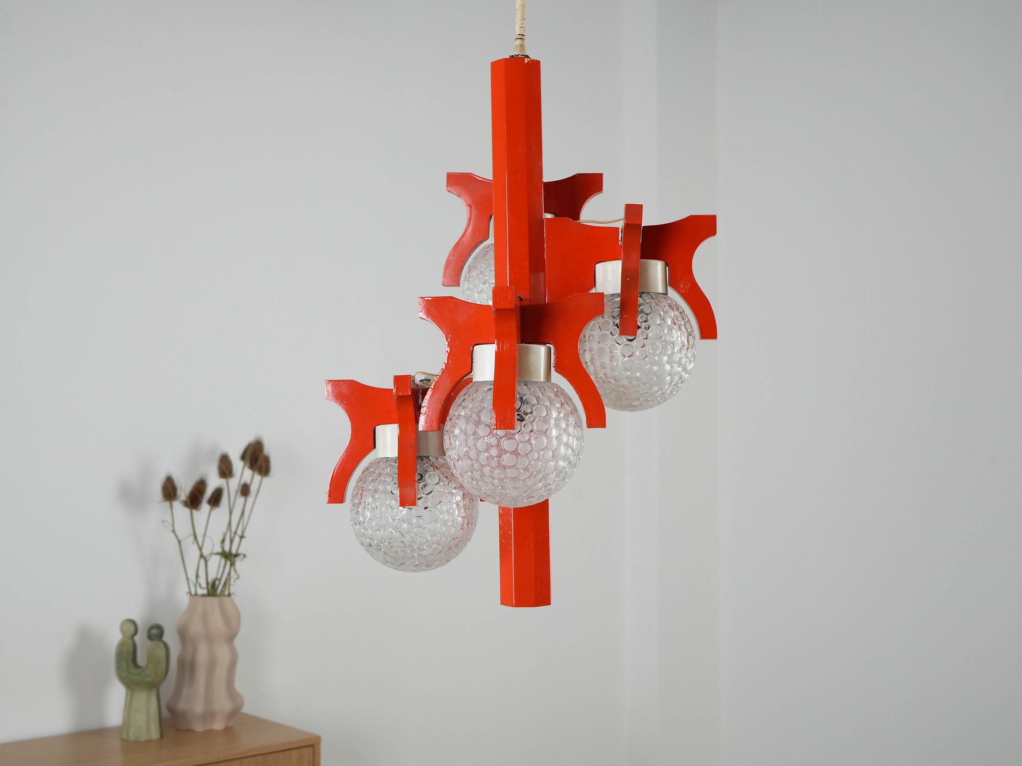 Space Age Pendant Lamp Orange 1970s 7