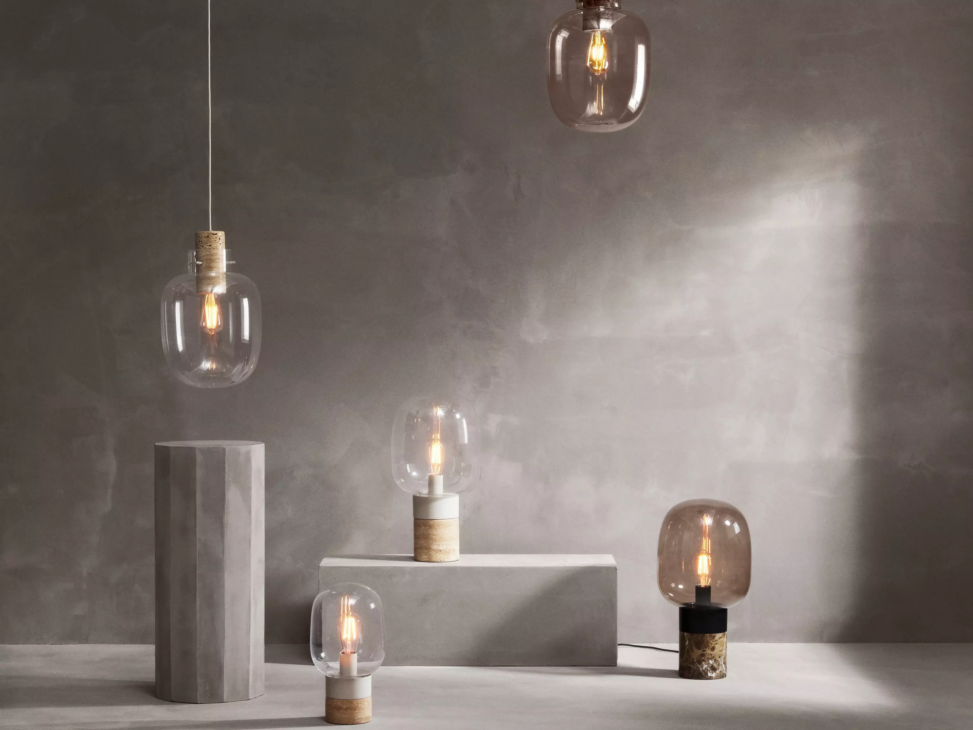 Stockholm Pendelleuchte Glas Marmor Braun 2