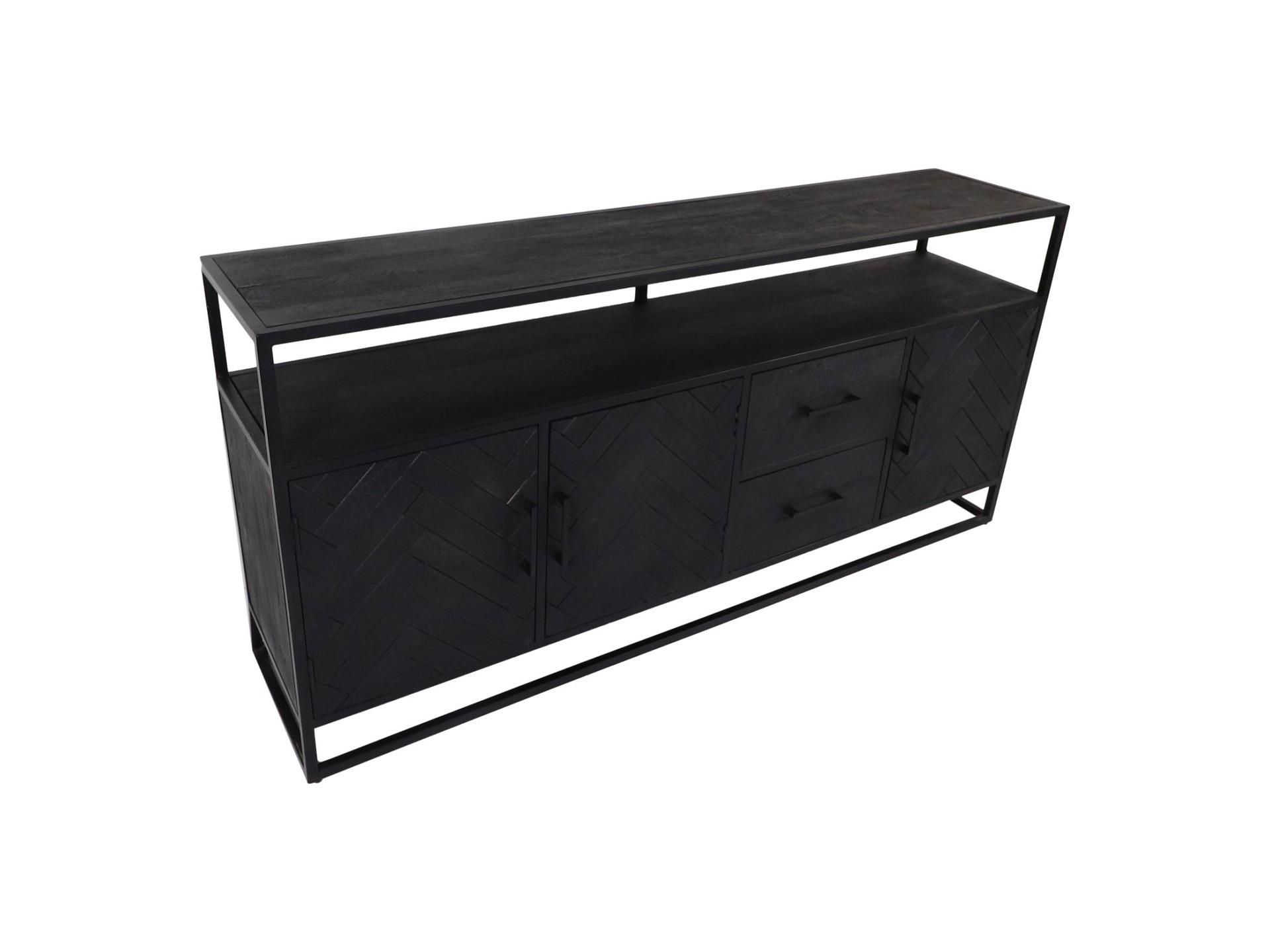Verona Kleiderschrank Mangoholz Metall Schwarz 1