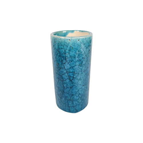 Vintage Vase Keramik Blau 1970er Jahre 0