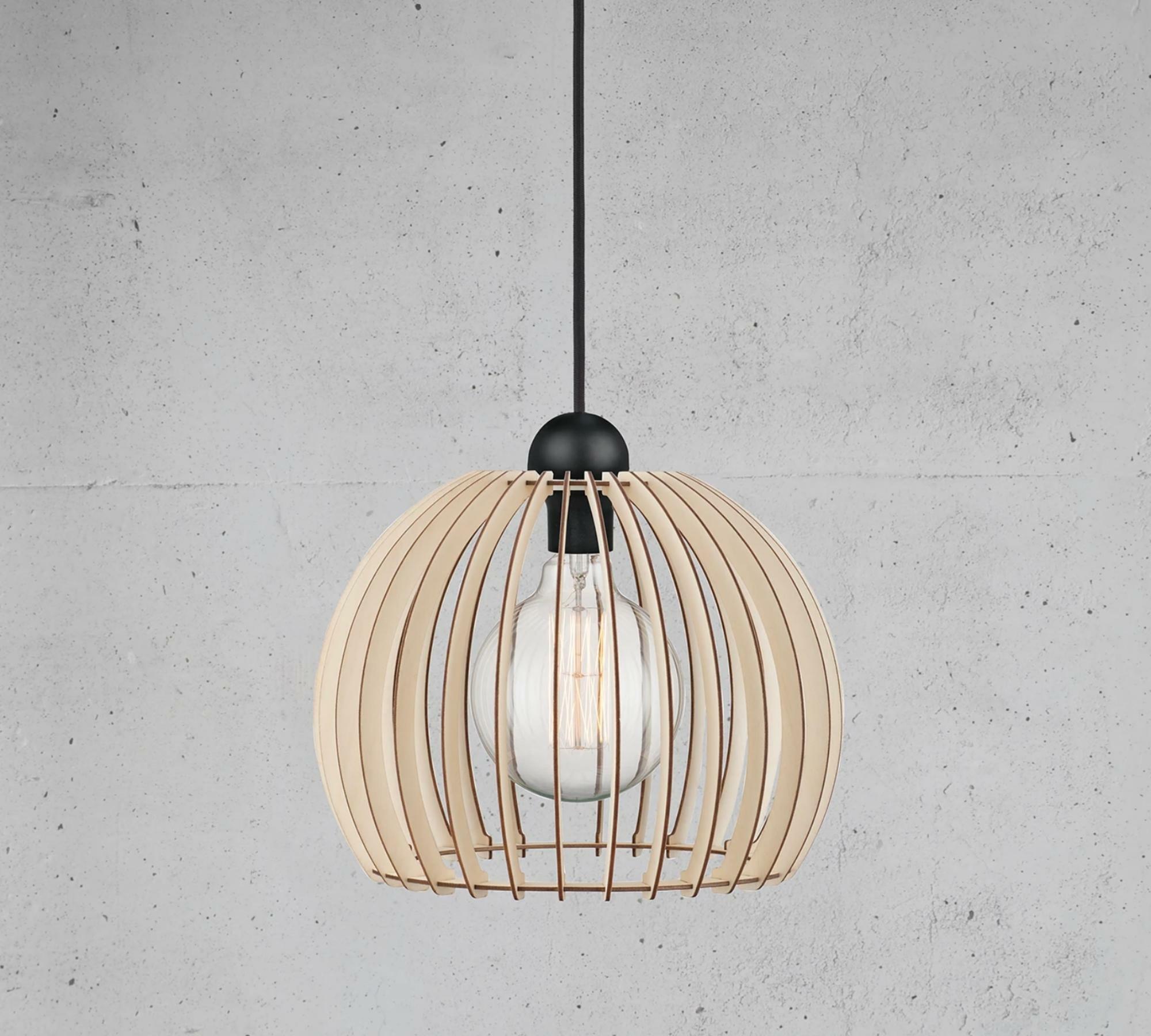 1-flammige Pendelleuchte Holz Massiv Beige 1