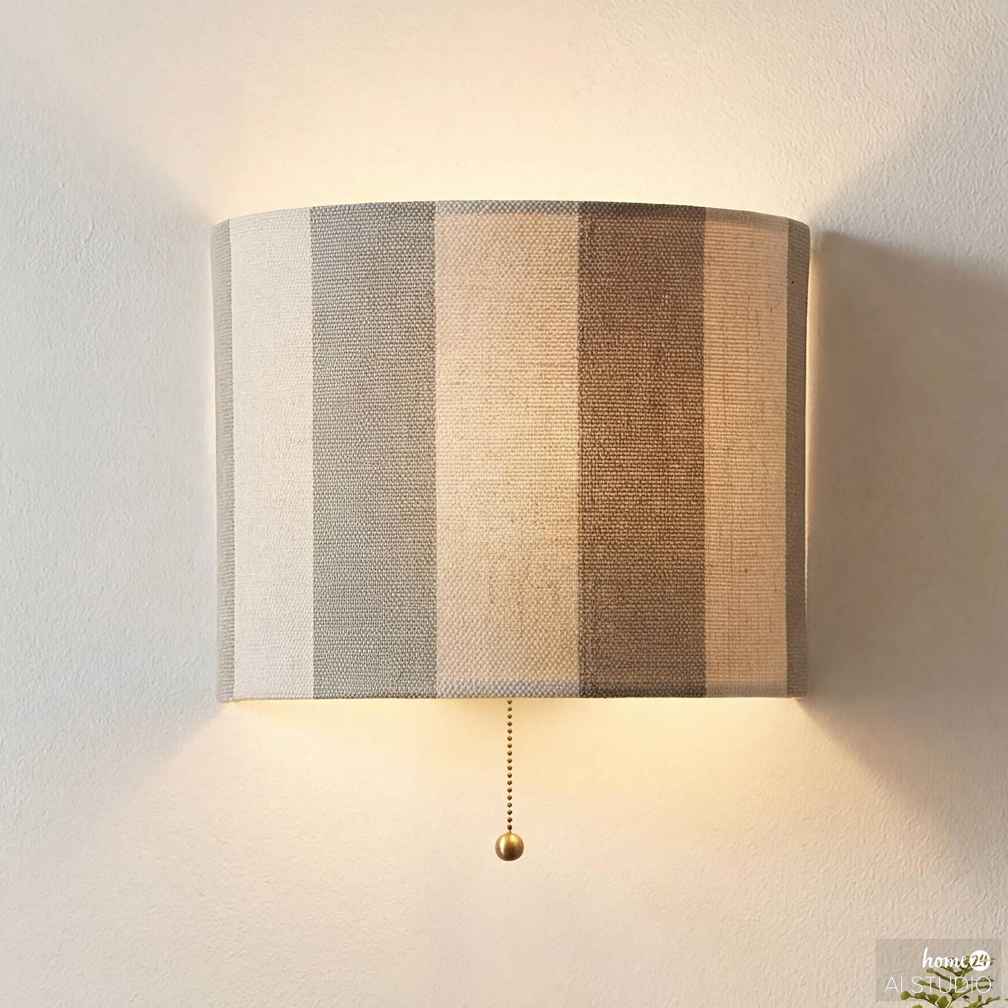 Wandleuchte Nuvio 1-Flammig Eisen Leinen Beige 1