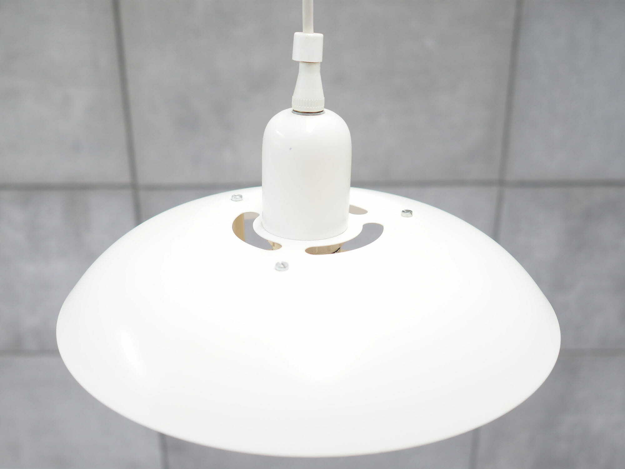 Vintage pendant lamp metal white 1970s 1