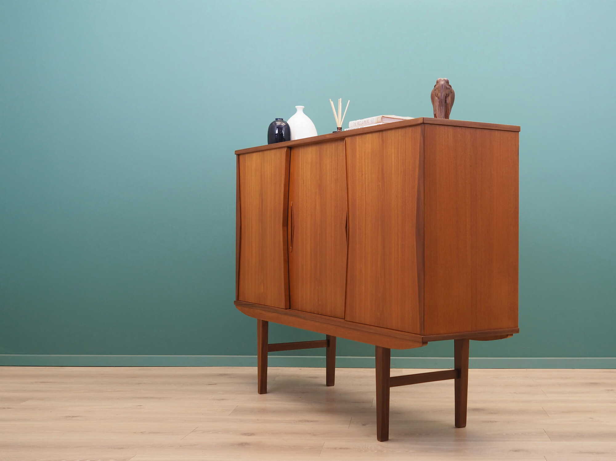 Vintage Highboard Teakholz Braun 1960er Jahre 4