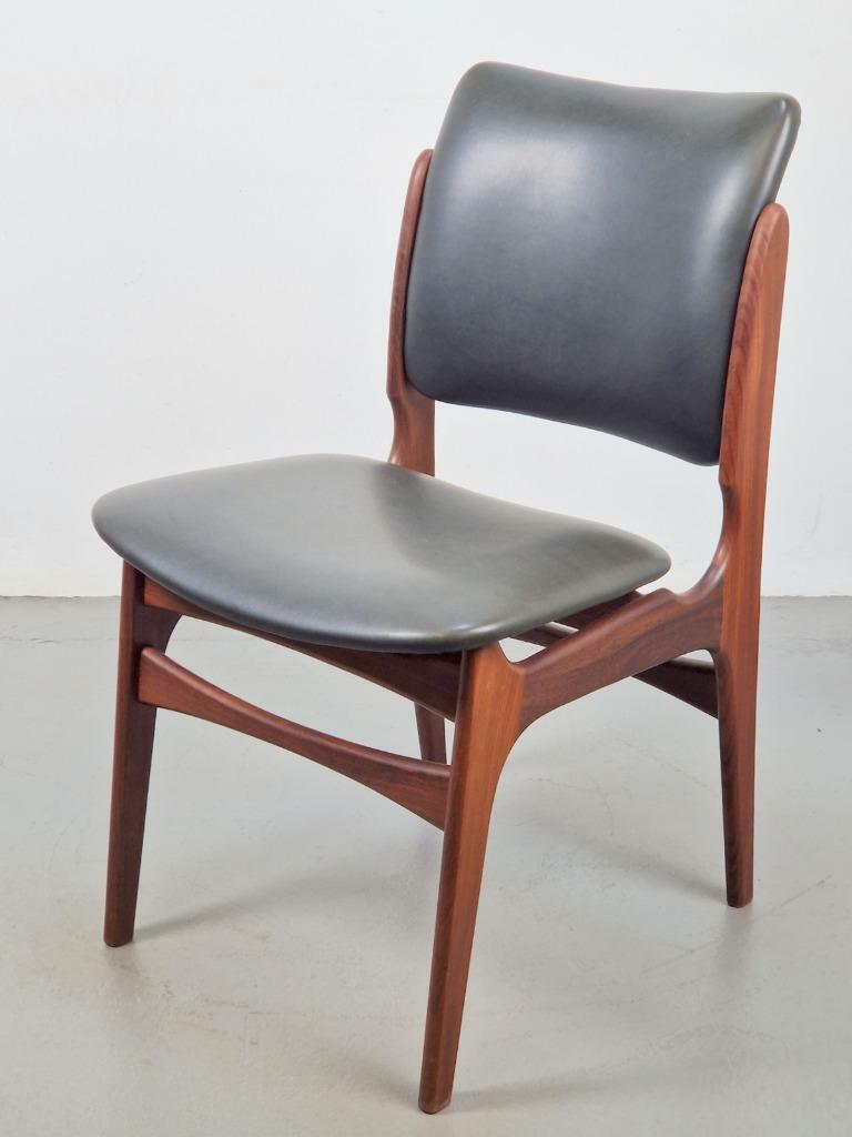 Vintage Stuhl Teakholz Skai Grau 1960er Jahre  3