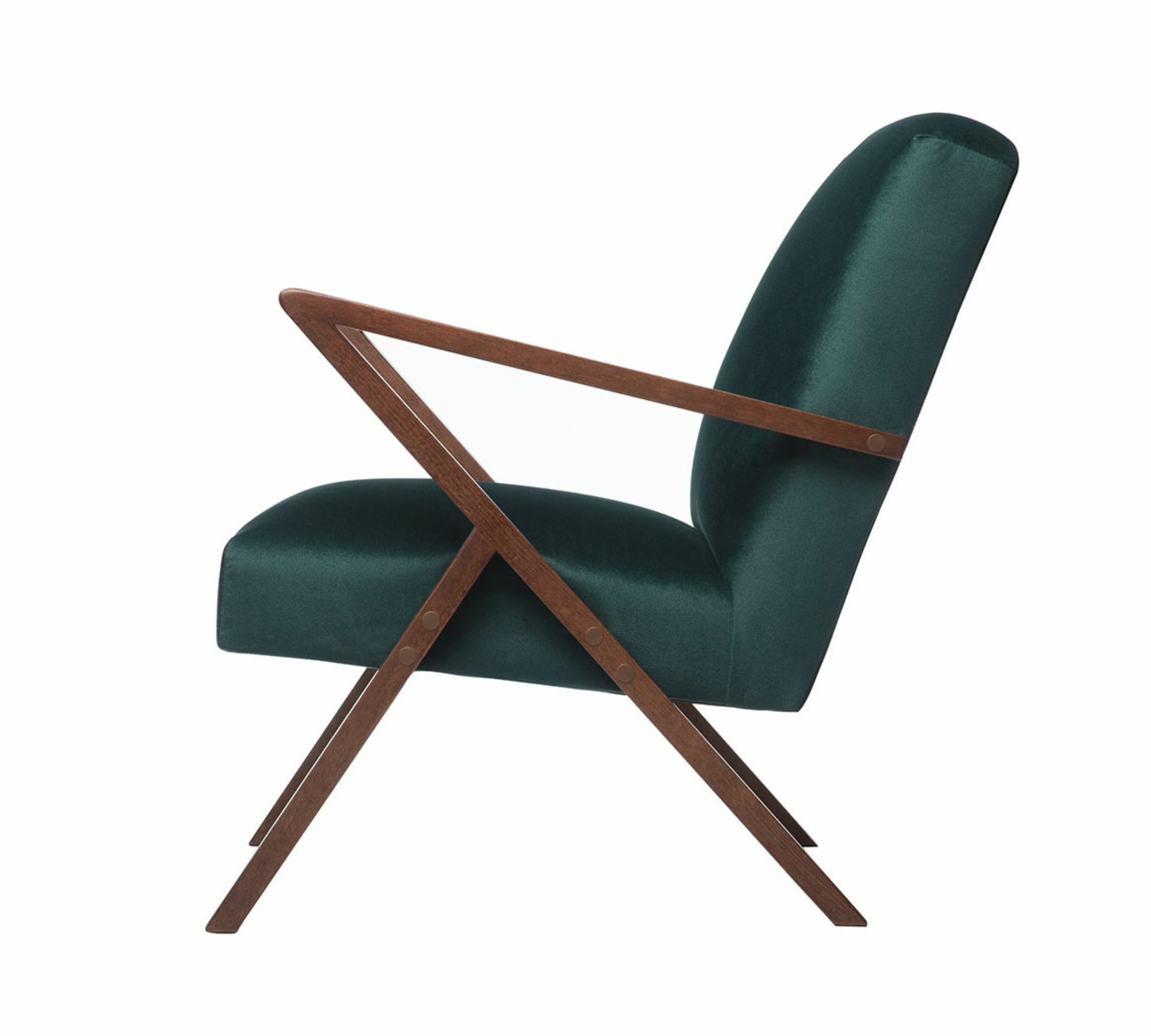 Retrostar Sessel Velvet Line Nussbaum Beizung Jägergrün 3