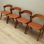 4x Chair Teak Wood Faux Leather Beige 1970s 1