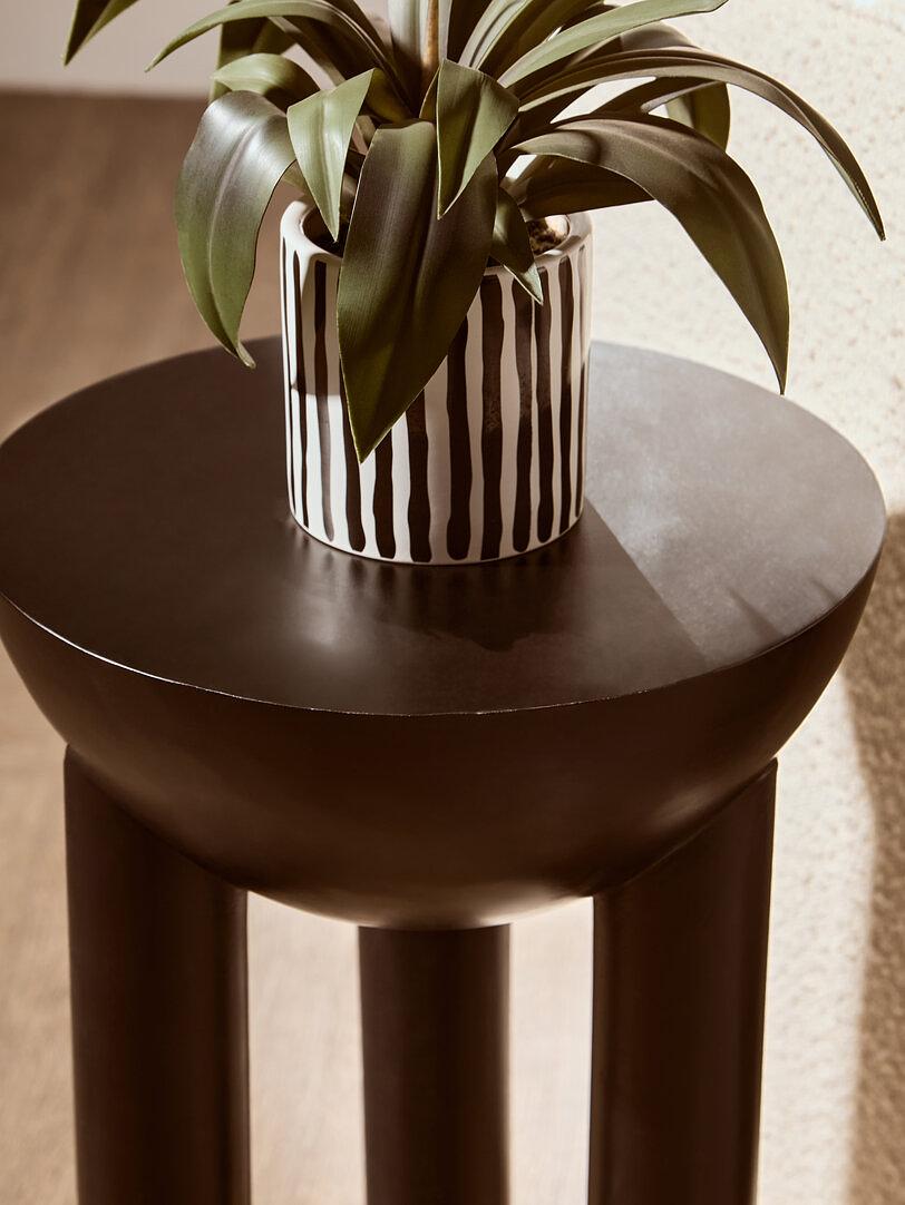 Walsa Round Column Detail Side Table Mango Wood Black 5