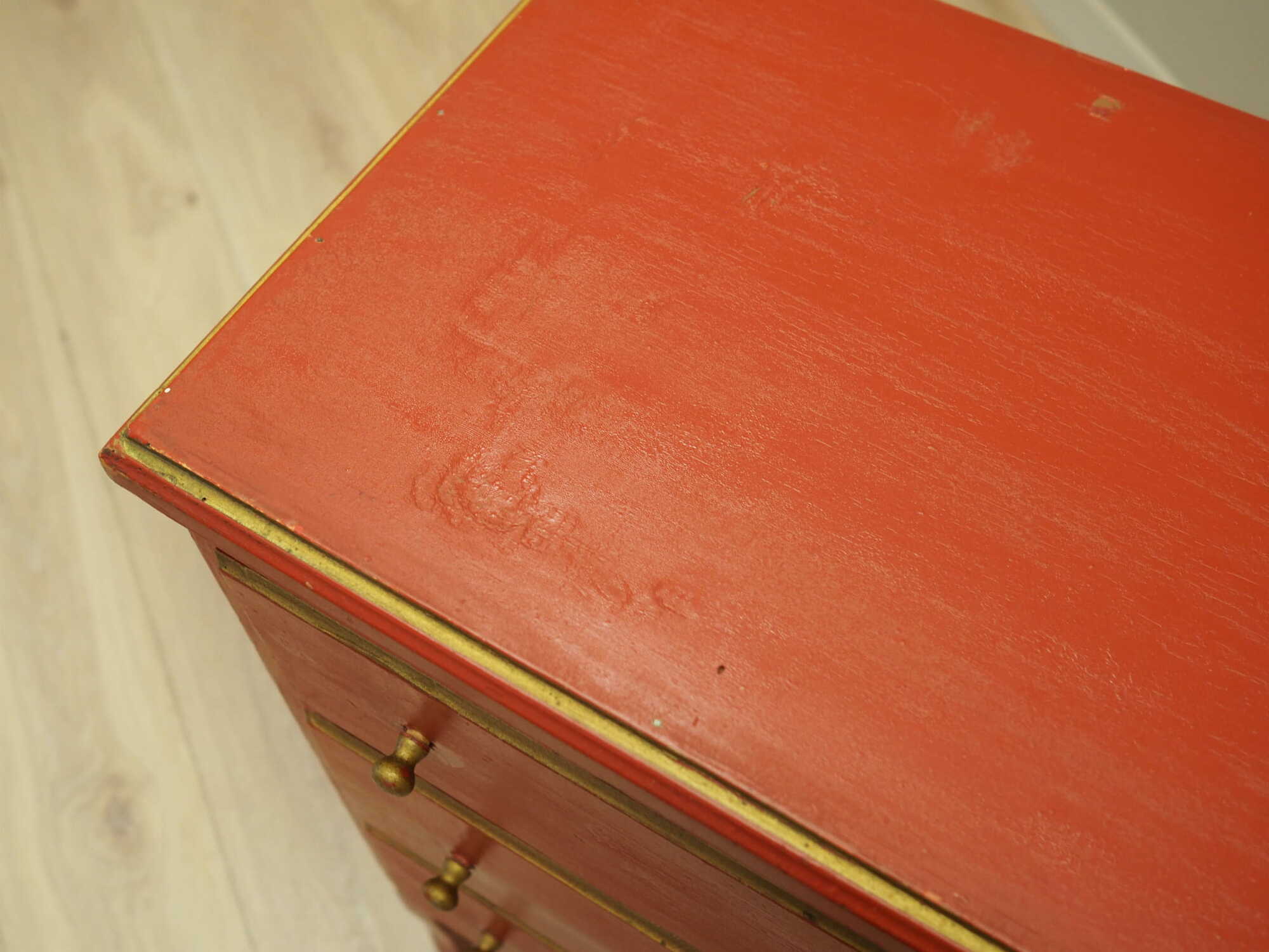 Vintage Kommode Kiefernholz Rot 1950er Jahre 9