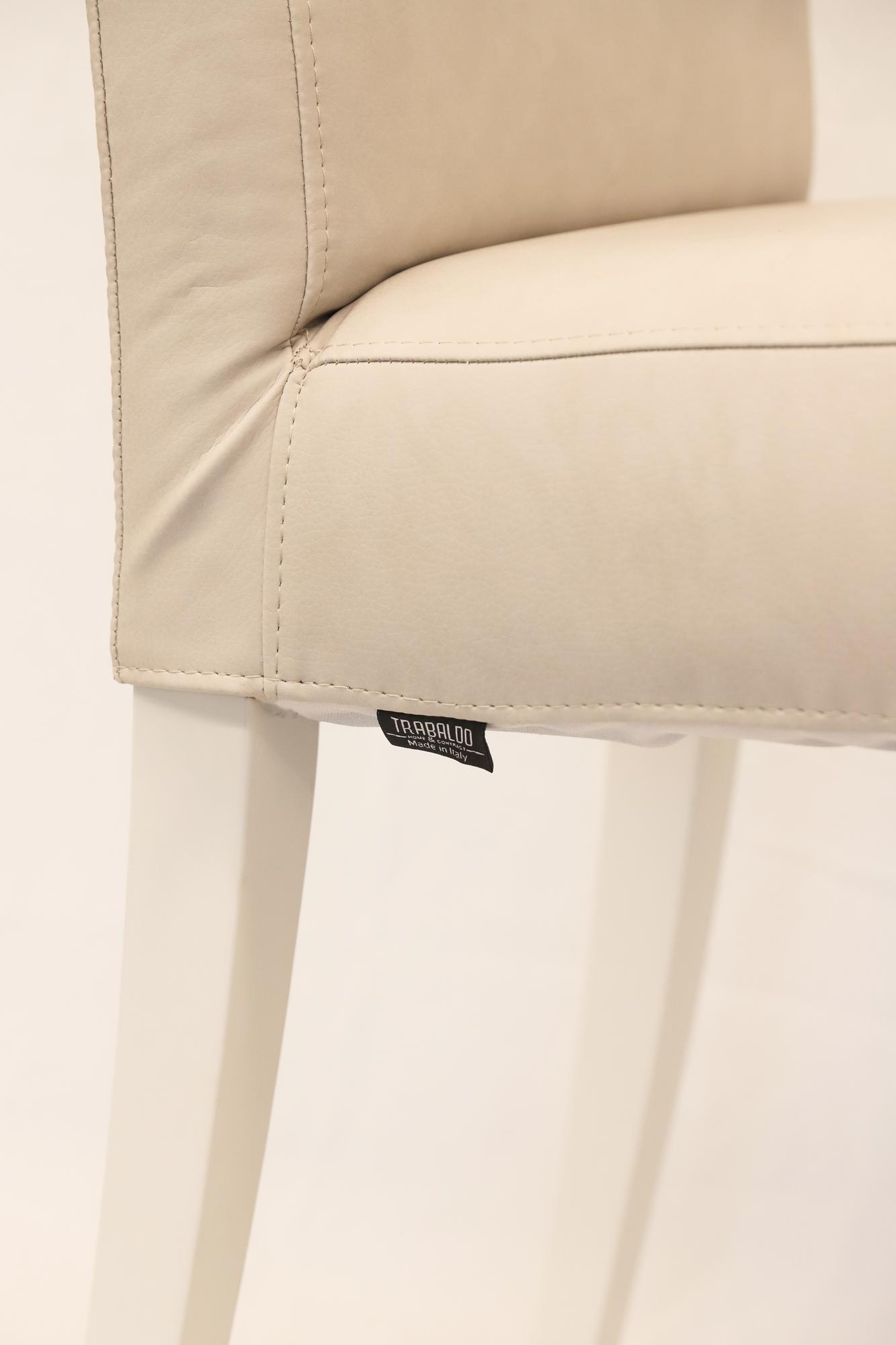 2x Teddy Dining Chair Faux Leather Wood White 2